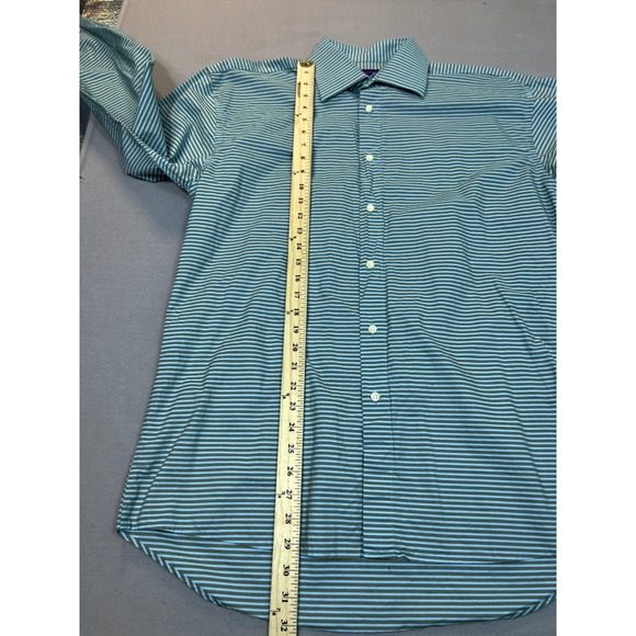 Kuhlman Shirt Mens 42 Button Front Casual Cotton Brown GreenBlue‎ Striped Turkey - Picture 7 of 14